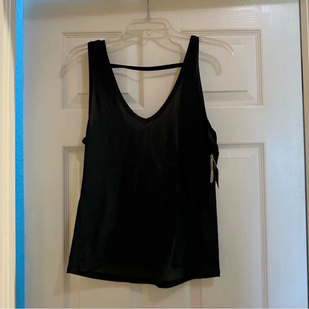 Victoria's Secret Black Plunge V-Neck Mesh Tank Top